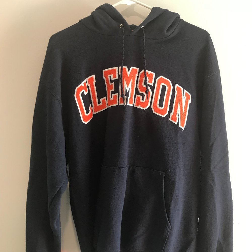 Clemson stitched hoodie Champion large